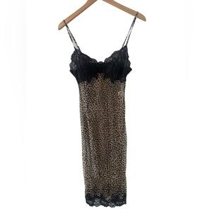 Victoria Secret Leopard Black Lace Chemise Slip Dress size small